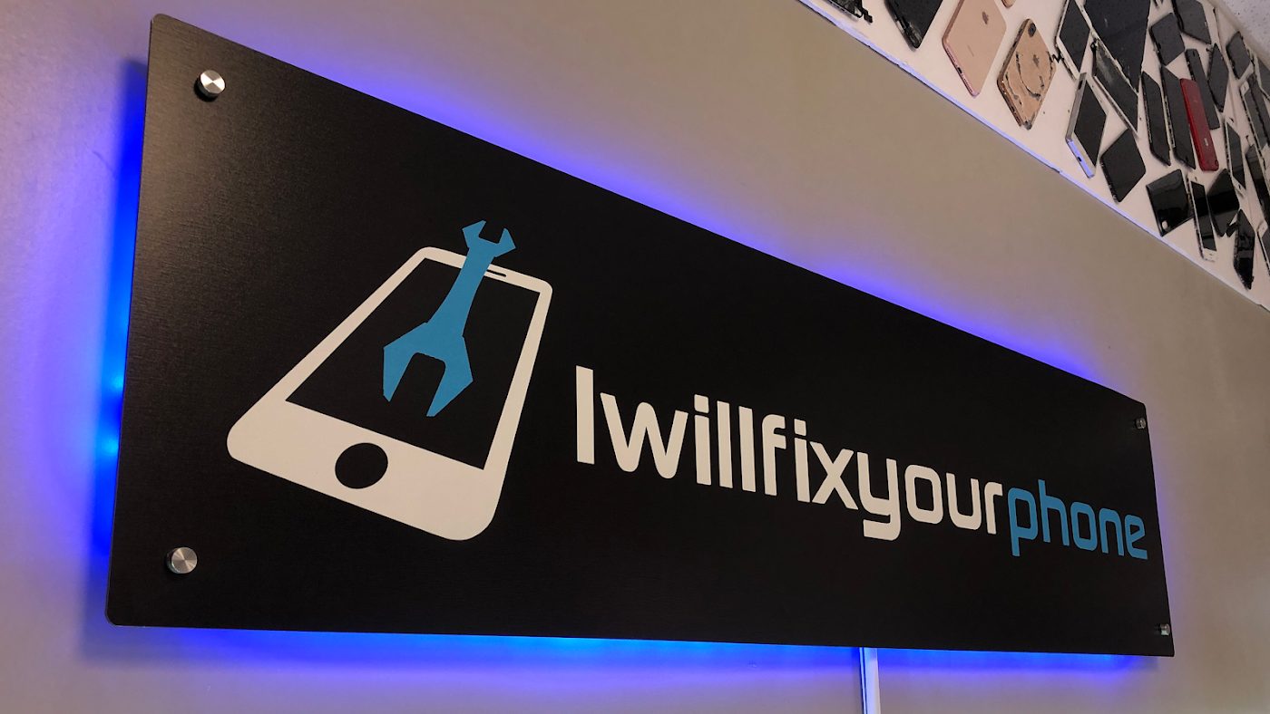 The Iwillfixyourphone shop sign